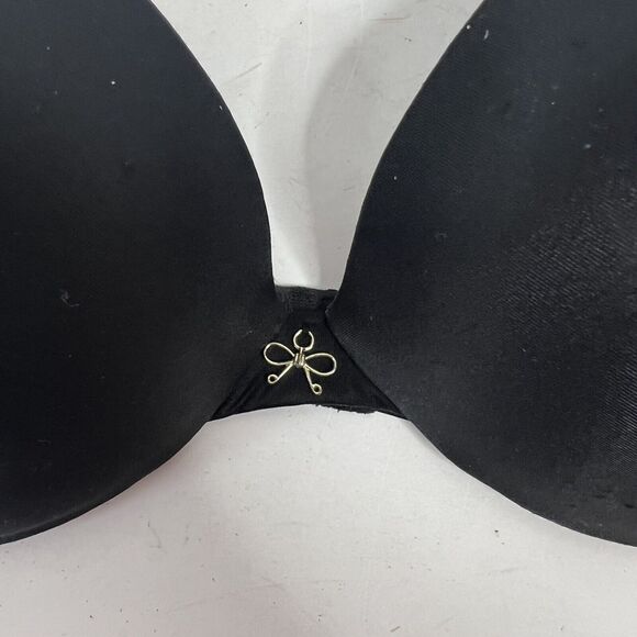 Victoria's Secret Size 34C Plunge Bra Tiny Bow Detail Underwire Adjustable Black - Picture 4 of 10